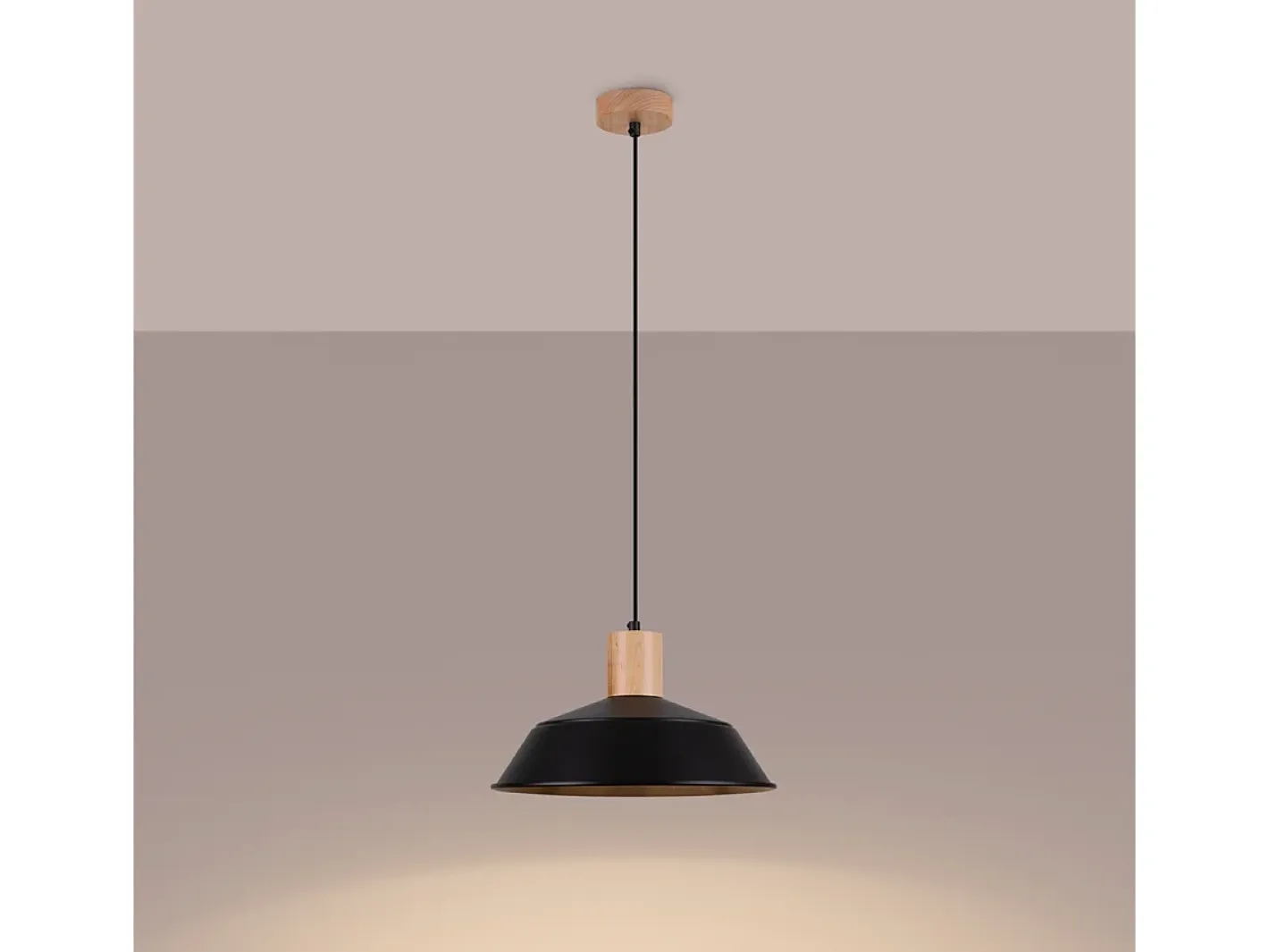 Sollux Lighting Lámpara Suspendida-Lámparas Colgantes Fano Escandinavo De Acero - 1 Fuentes Luminosas - L.34 X A.120 Cm - Negro