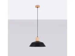Sollux Lighting Lámpara Suspendida-Lámparas colgantes Fanova escandinavo de acero - 1 fuentes luminosas 3000K - L.34 x A.120 cm - Negro
