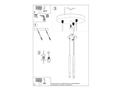 Sollux Lighting Lámparas colgantes Flar moderno de acero - 3 fuentes luminosas 4000K - L.20 x A.90 cm - /cromo Negro