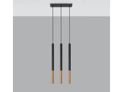 Sollux Lighting Lámpara Suspendida-Lámparas colgantes Flar moderno de acero - 3 fuentes luminosas 3000K - L.30 x A.90 cm - /cobre Negro
