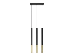 Sollux Lighting Lámpara Suspendida-Lámparas colgantes Flar moderno de acero - 3 fuentes luminosas 3000K - L.30 x A.90 cm - oro Negro