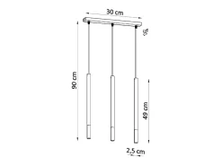 Sollux Lighting Lámpara Suspendida-Lámparas colgantes Flar moderno de acero - 3 fuentes luminosas 3000K - L.30 x A.90 cm - /cromo Negro