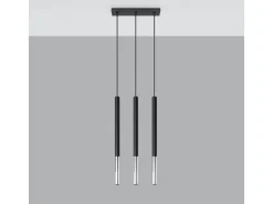 Sollux Lighting Lámpara Suspendida-Lámparas colgantes Flar moderno de acero - 3 fuentes luminosas 3000K - L.30 x A.90 cm - /cromo Negro