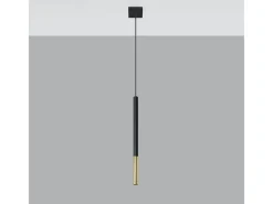 Sale Sollux Lighting Lámparas colgantes Flar moderno de acero - 1 fuentes luminosas 3000K - L.8 x A.100 cm - oro Negro