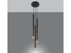 Online Sollux Lighting Lámparas colgantes Flar moderno de acero - 3 fuentes luminosas 4000K - L.20 x A.90 cm - /cobre Negro