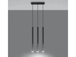 New Sollux Lighting Lámparas colgantes Flar moderno de acero - 3 fuentes luminosas 4000K - L.30 x A.90 cm - /cromo Negro