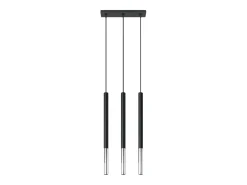 New Sollux Lighting Lámparas colgantes Flar moderno de acero - 3 fuentes luminosas 4000K - L.30 x A.90 cm - /cromo Negro