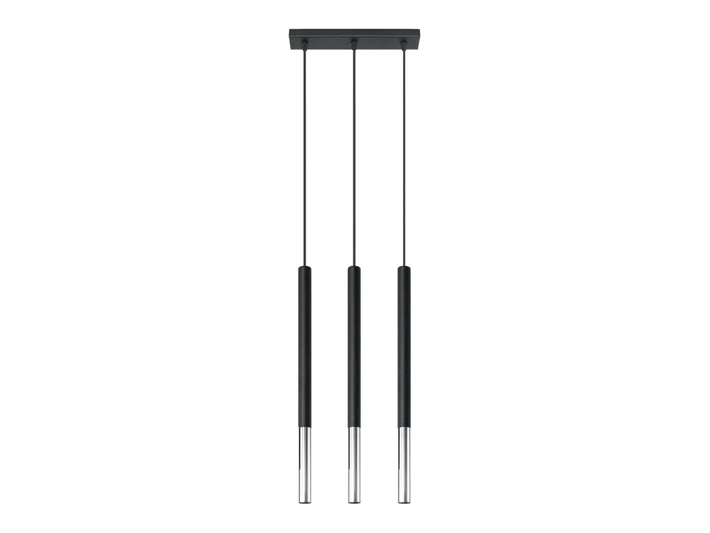 New Sollux Lighting Lámparas colgantes Flar moderno de acero - 3 fuentes luminosas 4000K - L.30 x A.90 cm - /cromo Negro