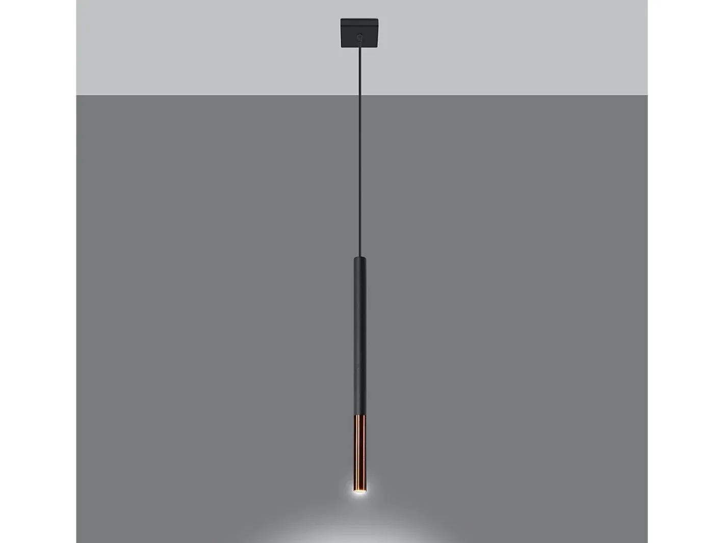Sollux Lighting Lámpara Suspendida-Lámparas colgantes Flar moderno de acero - 1 fuentes luminosas 4000K - L.8 x A.100 cm - /cobre Negro