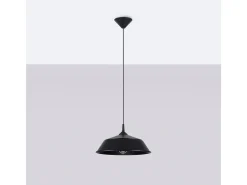 Outlet Sollux Lighting Lámparas Colgantes Frika Escandinavo De Acero - 1 Fuentes Luminosas - L.34 X A.74 Cm - Negro
