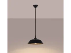 Outlet Sollux Lighting Lámparas Colgantes Frika Escandinavo De Acero - 1 Fuentes Luminosas - L.34 X A.74 Cm - Negro