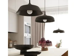 Outlet Sollux Lighting Lámparas Colgantes Frika Escandinavo De Acero - 1 Fuentes Luminosas - L.34 X A.74 Cm - Negro