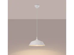 Outlet Sollux Lighting Lámparas Colgantes Frika Escandinavo De Acero - 1 Fuentes Luminosas - L.34 X A.74 Cm - Blanco