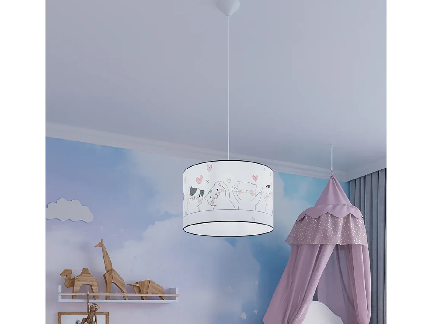 New Sollux Lighting Lámparas colgantes Gatto moderno de CLORURO DE POLIVINILO - 1 fuentes luminosas 3000K - L.30 x A.95 cm - Multicolor