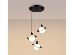 Sollux Lighting Lámpara Suspendida-Lámparas colgantes Gloxo moderno de acero - 3 fuentes luminosas 4000K - L.32 x A.120 cm - Negro