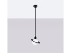 Outlet Sollux Lighting Lámparas colgantes Gloxo moderno de acero - 1 fuentes luminosas 3000K - L.20 x A.125 cm - Negro