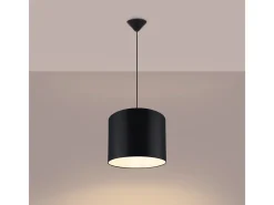 Sollux Lighting Lámpara Suspendida-Lámparas colgantes Gloxo minimalista de tela/PVC - 1 fuentes luminosas 4000K - L.30 x A.88 cm - Negro