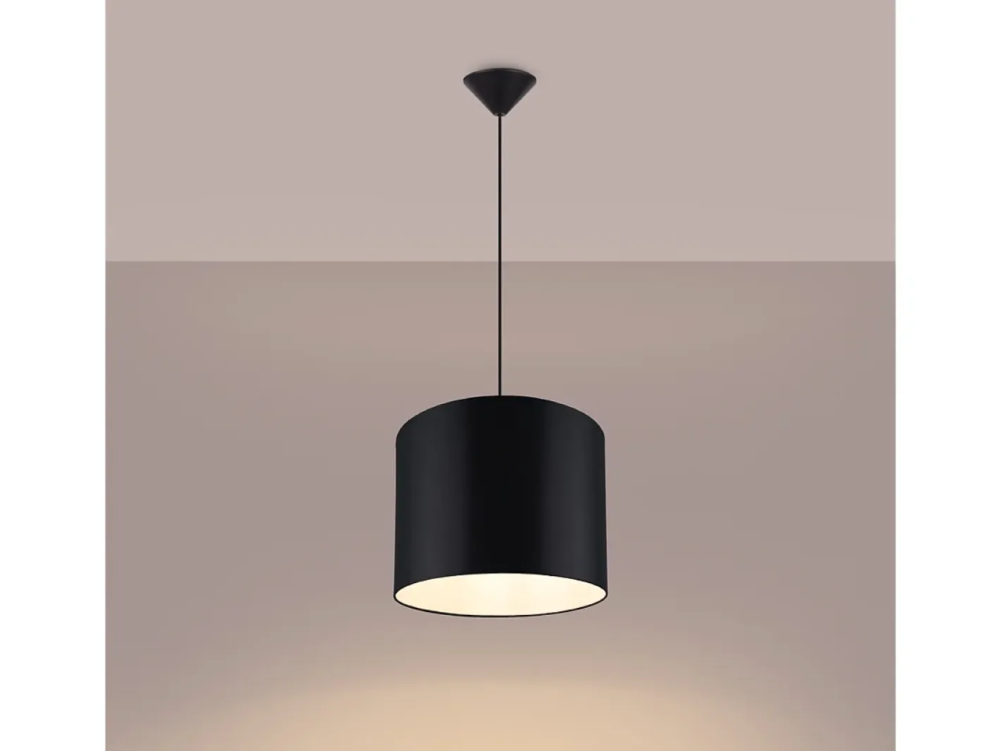 Sollux Lighting Lámpara Suspendida-Lámparas colgantes Gloxo minimalista de tela/PVC - 1 fuentes luminosas 4000K - L.30 x A.88 cm - Negro