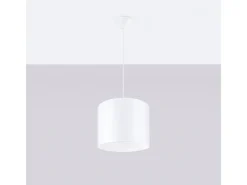 Sollux Lighting Lámparas colgantes Gloxo minimalista de tela/PVC - 1 fuentes luminosas 3000K - L.30 x A.88 cm - Blanco