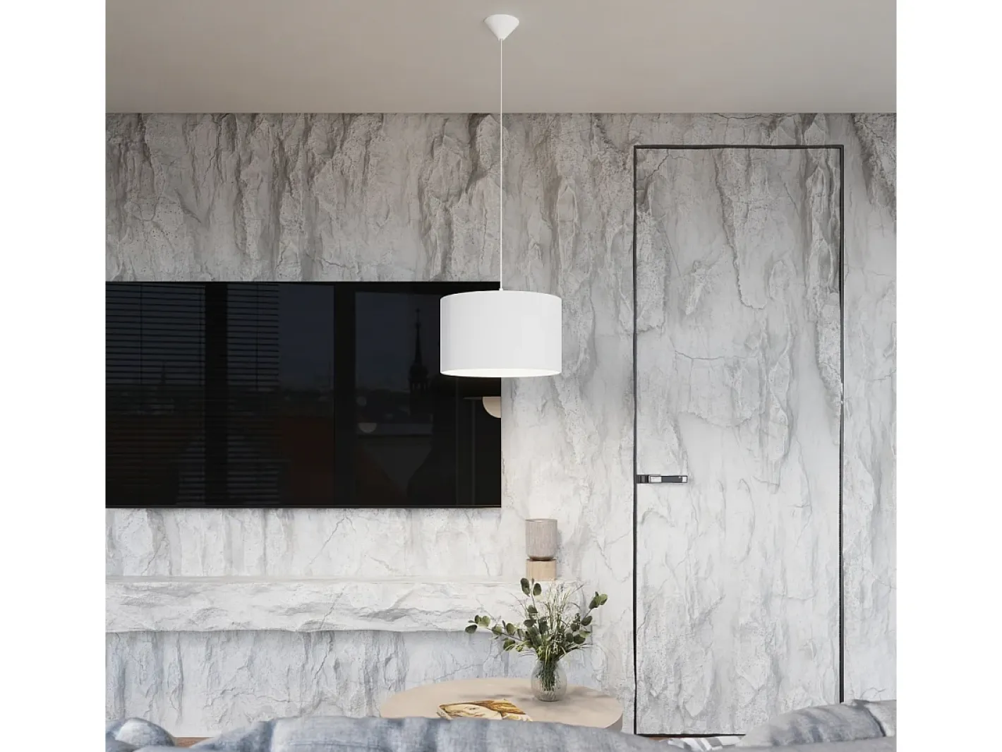 Sollux Lighting Lámparas colgantes Gloxo minimalista de tela/PVC - 1 fuentes luminosas 3000K - L.30 x A.88 cm - Blanco