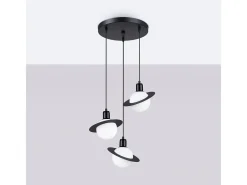 Sale Sollux Lighting Lámparas colgantes Gloxo moderno de acero - 3 fuentes luminosas 3000K - L.32 x A.120 cm - Negro