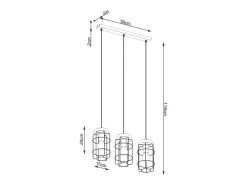 Sale Sollux Lighting Lámparas Colgantes Gotto Industrial De Acero/Madera - 3 Fuentes Luminosas - L.60 X A.115 Cm - Madera Negra Negro