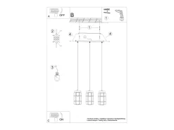 Sale Sollux Lighting Lámparas Colgantes Gotto Industrial De Acero/Madera - 3 Fuentes Luminosas - L.60 X A.115 Cm - Madera Negra Negro