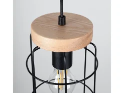 Sale Sollux Lighting Lámparas Colgantes Gotto Industrial De Acero/Madera - 3 Fuentes Luminosas - L.60 X A.115 Cm - Madera Negra Negro