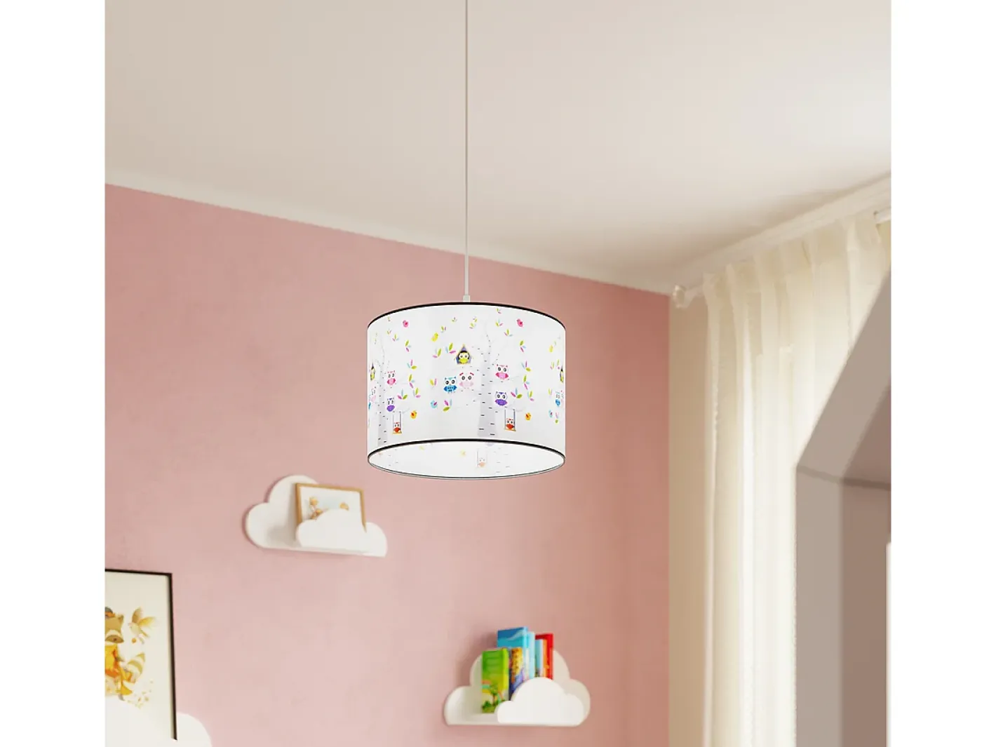 Outlet Sollux Lighting Lámparas colgantes Gufo moderno de CLORURO DE POLIVINILO - 1 fuentes luminosas 4000K - L.40 x A.82 cm - Multicolor