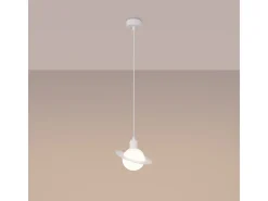 Discount Sollux Lighting Lámparas Colgantes Hyperion Moderno De Acero - 1 Fuentes Luminosas - L.20 X A.125 Cm - Blanco