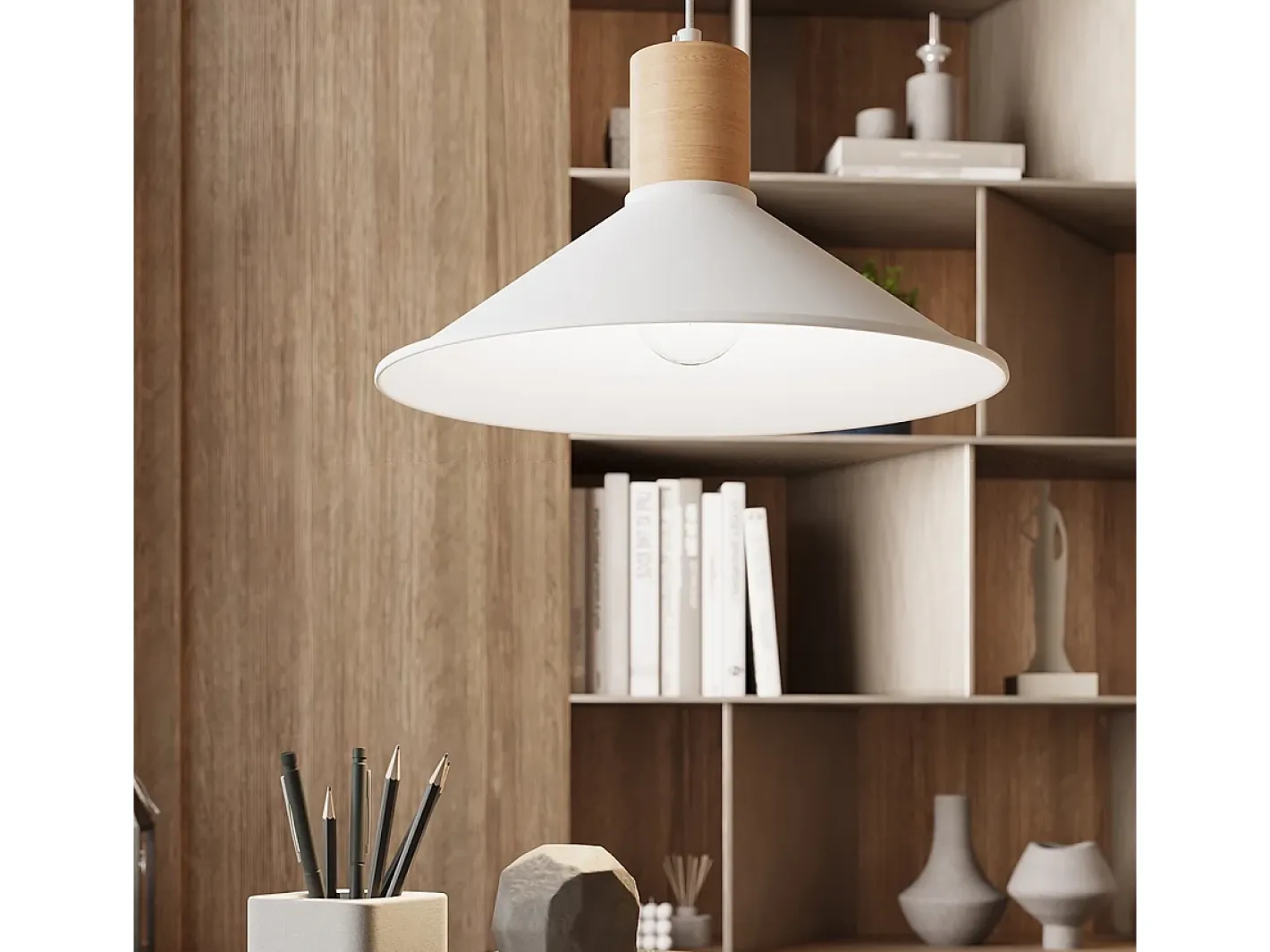 Sollux Lighting Lámparas Colgantes Jaga Escandinavo De Acero - 1 Fuentes Luminosas - L.30 X A.120 Cm - Blanco