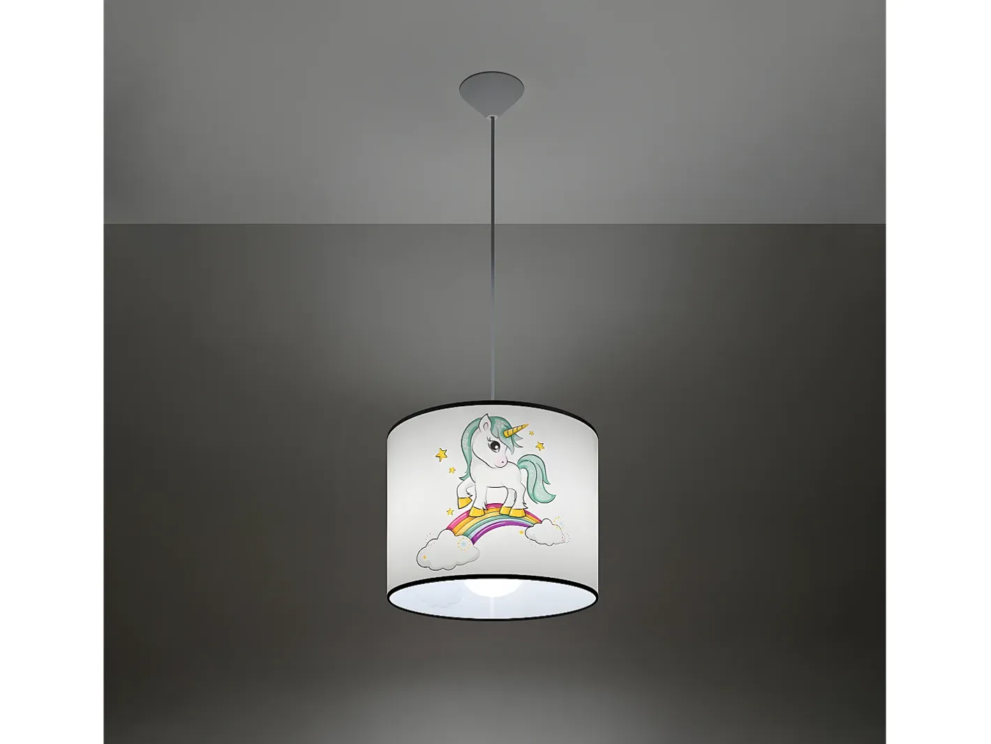 Sollux Lighting Lámpara Suspendida-Lámparas Colgantes Jednorożec Moderno De Cloruro De Polivinilo - 1 Fuentes Luminosas - L.30 X A.95 Cm - Multicolor Blanco / Multicolor