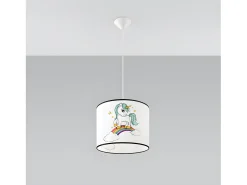 Sollux Lighting Lámpara Suspendida-Lámparas Colgantes Jednorożec Moderno De Cloruro De Polivinilo - 1 Fuentes Luminosas - L.30 X A.95 Cm - Multicolor Blanco / Multicolor