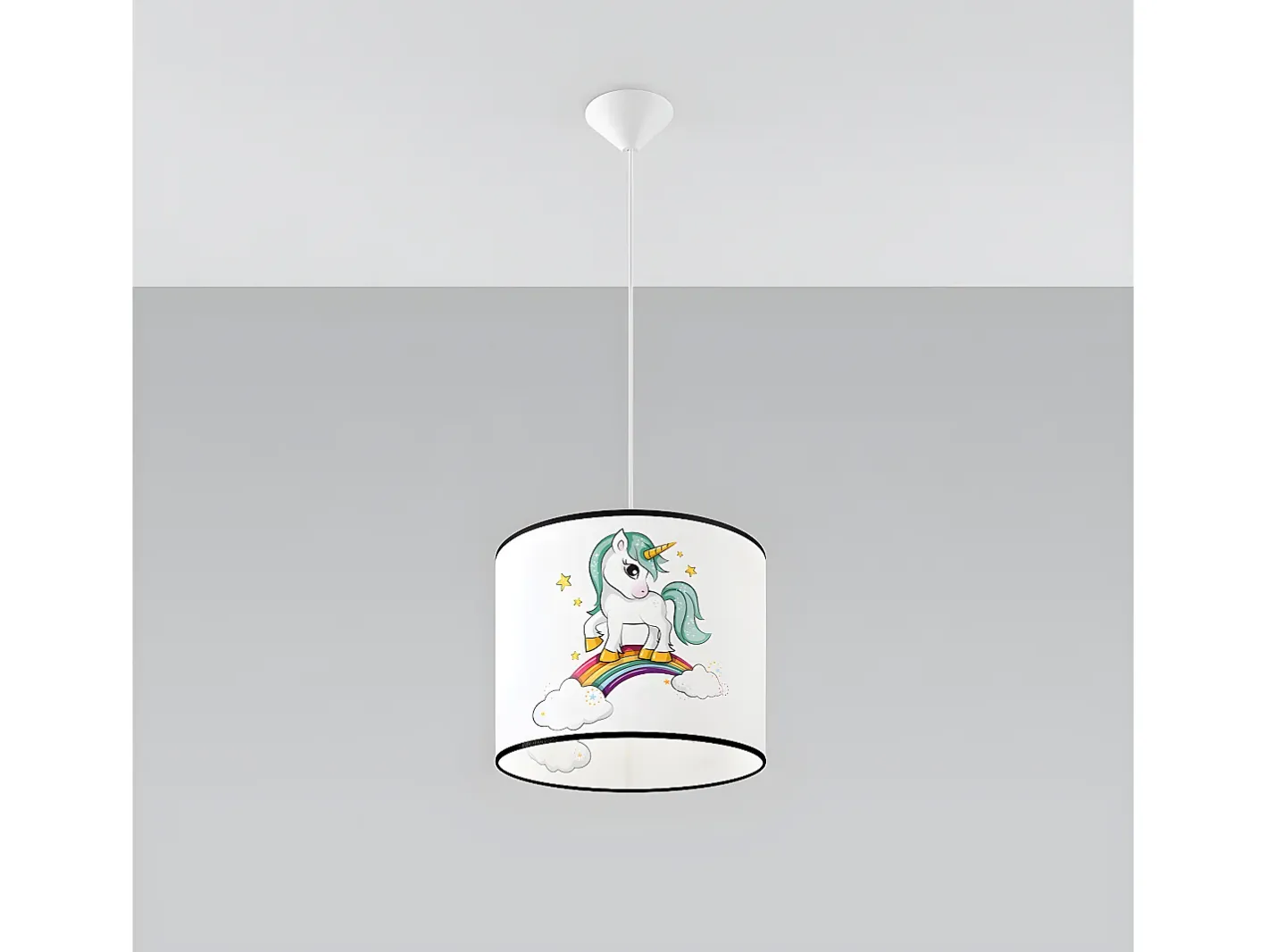 Sollux Lighting Lámpara Suspendida-Lámparas Colgantes Jednorożec Moderno De Cloruro De Polivinilo - 1 Fuentes Luminosas - L.30 X A.95 Cm - Multicolor Blanco / Multicolor