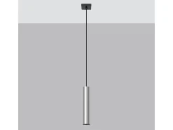 Sollux Lighting Lámparas Colgantes Lagos Moderno De Acero - 1 Fuentes Luminosas - L.8 X A.100 Cm - Cromo Gris Best