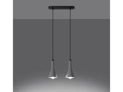 Hot Sollux Lighting Lámparas colgantes Lum moderno de concreto - 2 fuentes luminosas 4000K - L.34 x A.113 cm - Gris