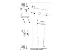 Hot Sollux Lighting Lámparas colgantes Lume moderno de acero/hormigón - 2 fuentes luminosas 3000K - L.30 x A.90 cm - /gris Blanco
