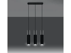 Sale Sollux Lighting Lámparas colgantes Lume moderno de acero/hormigón - 3 fuentes luminosas 4000K - L.45 x A.90 cm - /gris Negro