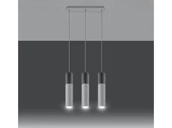 Outlet Sollux Lighting Lámparas colgantes Lume moderno de acero/hormigón - 3 fuentes luminosas 4000K - L.45 x A.90 cm - /gris Blanco