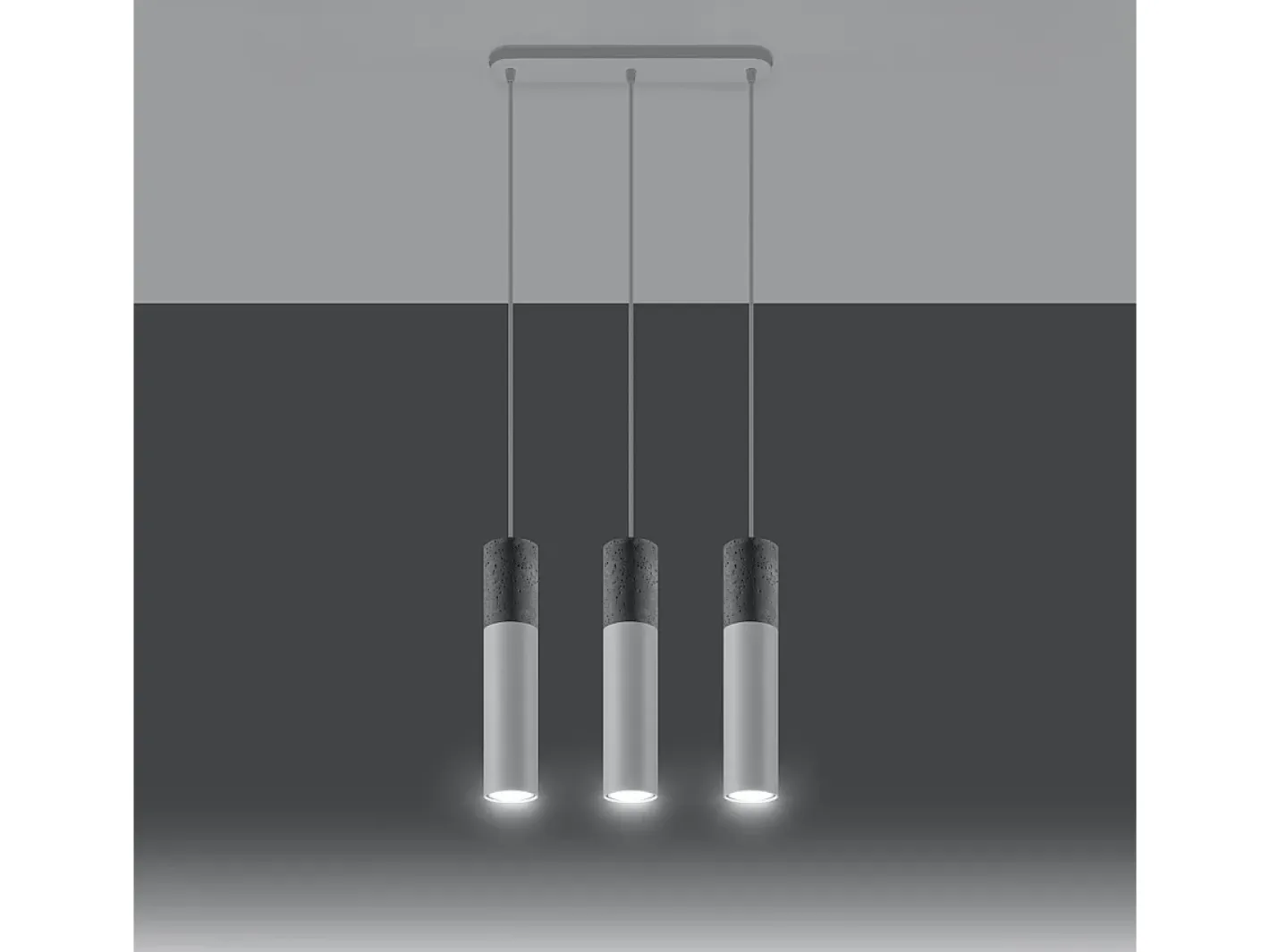 Outlet Sollux Lighting Lámparas colgantes Lume moderno de acero/hormigón - 3 fuentes luminosas 4000K - L.45 x A.90 cm - /gris Blanco