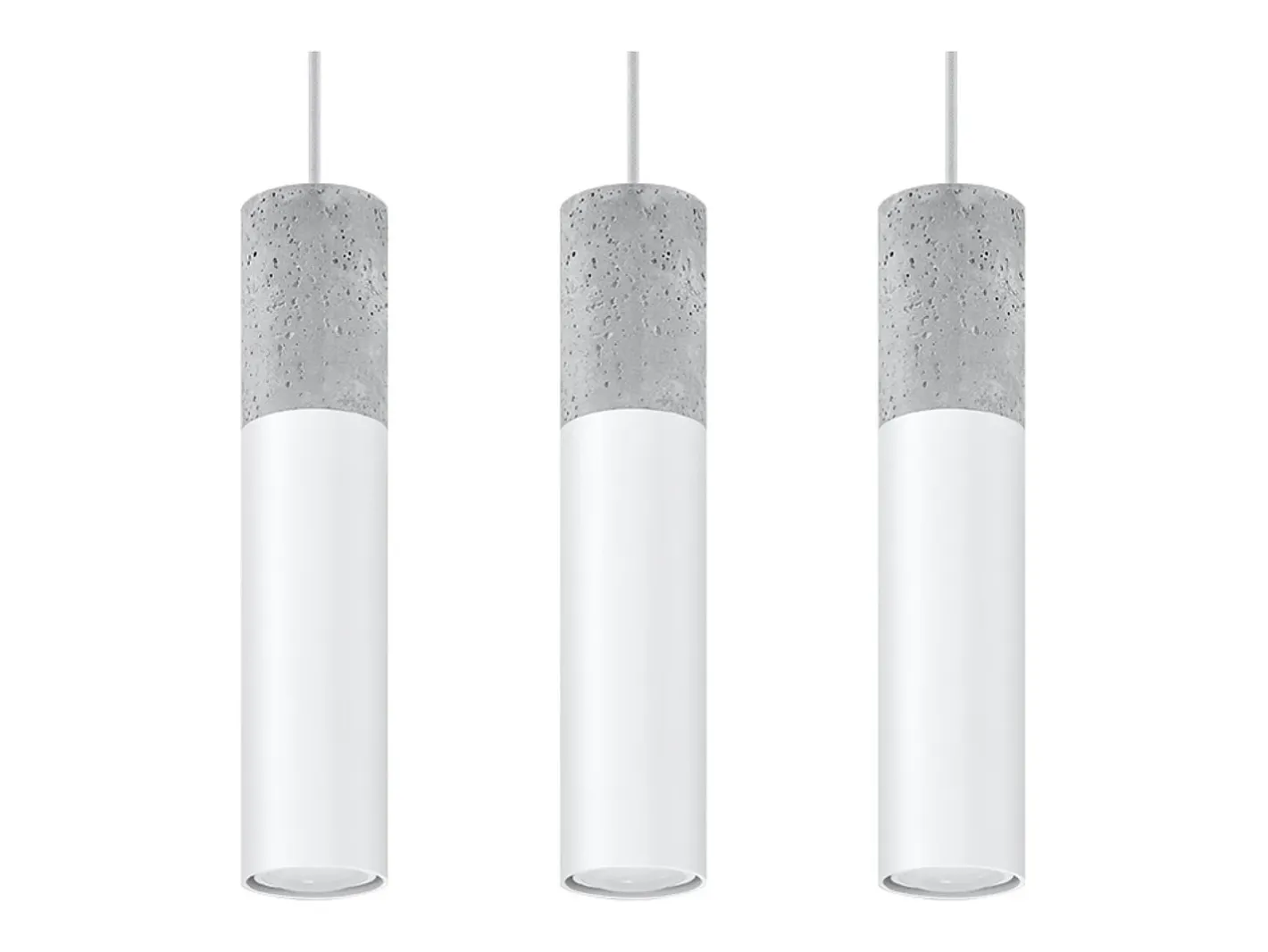 Outlet Sollux Lighting Lámparas colgantes Lume moderno de acero/hormigón - 3 fuentes luminosas 4000K - L.45 x A.90 cm - /gris Blanco