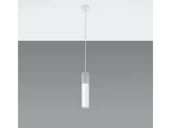 Sollux Lighting Lámpara Suspendida-Lámparas colgantes Lume moderno de acero/hormigón - 1 fuentes luminosas 3000K - L.8 x A.105 cm - /gris Blanco