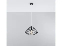 Sollux Lighting Lámpara Suspendida-Lámparas colgantes Neoteru industrial de acero - 1 fuentes luminosas 3000K - L.32 x A.120 cm - Negro