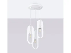 Sollux Lighting Lámparas Colgantes Nicus Moderno De Acero - 3 Fuentes Luminosas - L.43 X A.130 Cm - Blanco