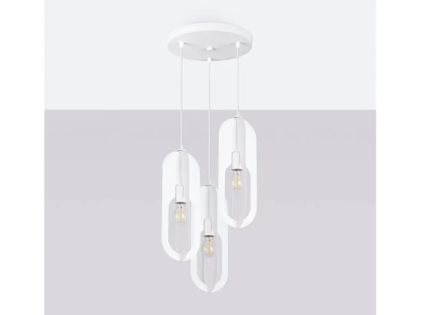 Sollux Lighting Lámparas Colgantes Nicus Moderno De Acero - 3 Fuentes Luminosas - L.43 X A.130 Cm - Blanco