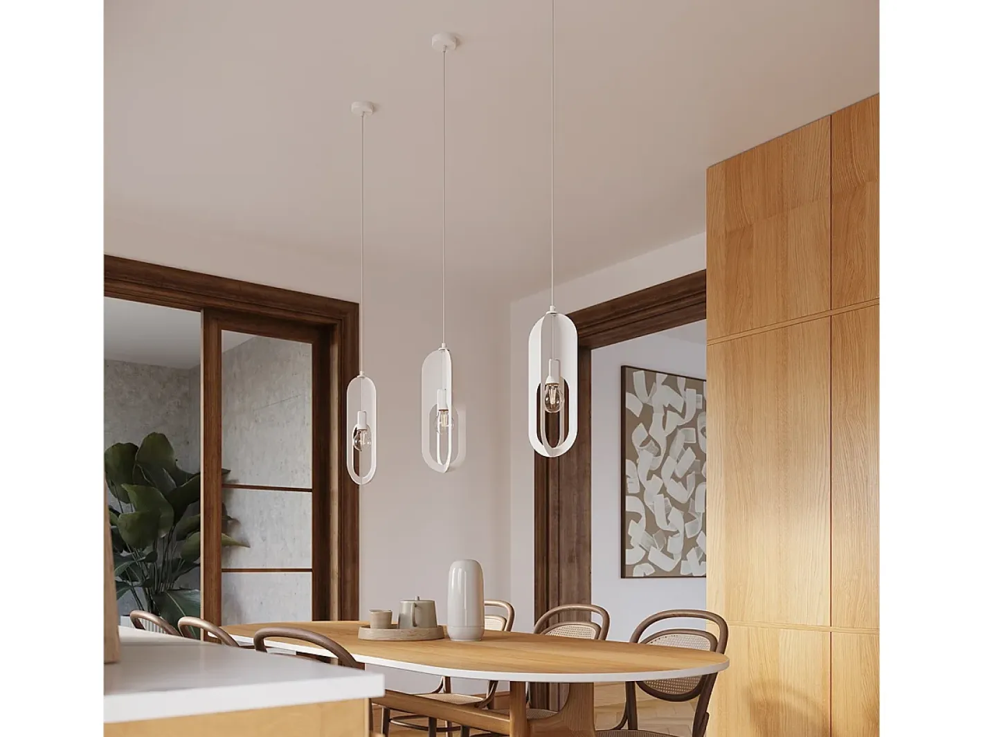 Sollux Lighting Lámparas Colgantes Nicus Moderno De Acero - 3 Fuentes Luminosas - L.43 X A.130 Cm - Blanco