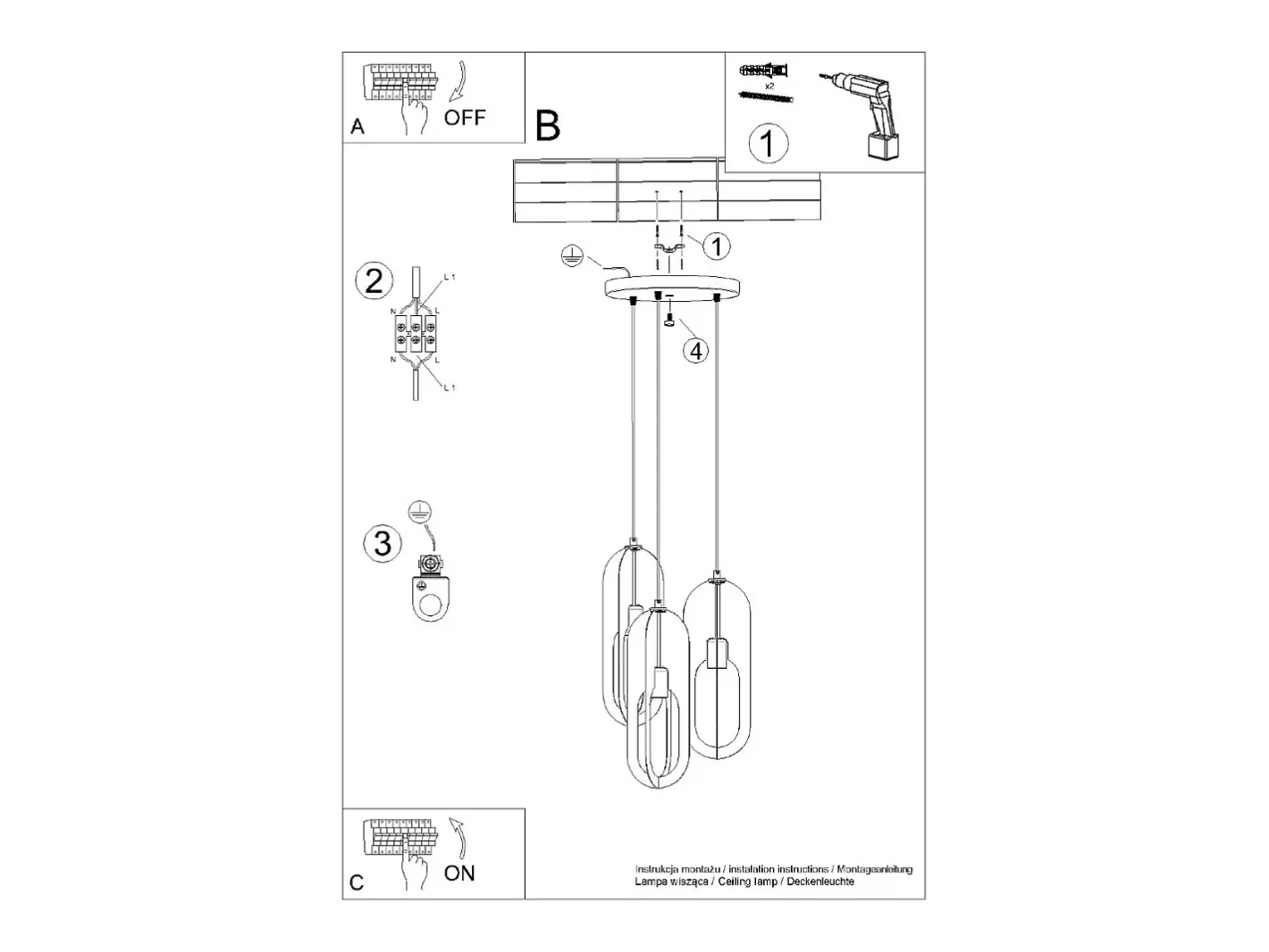 Sollux Lighting Lámparas Colgantes Nicus Moderno De Acero - 3 Fuentes Luminosas - L.43 X A.130 Cm - Blanco