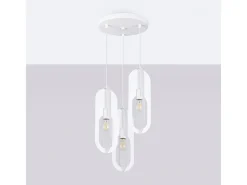 Sollux Lighting Lámparas Colgantes Nicus Moderno De Acero - 3 Fuentes Luminosas - L.43 X A.130 Cm - Blanco
