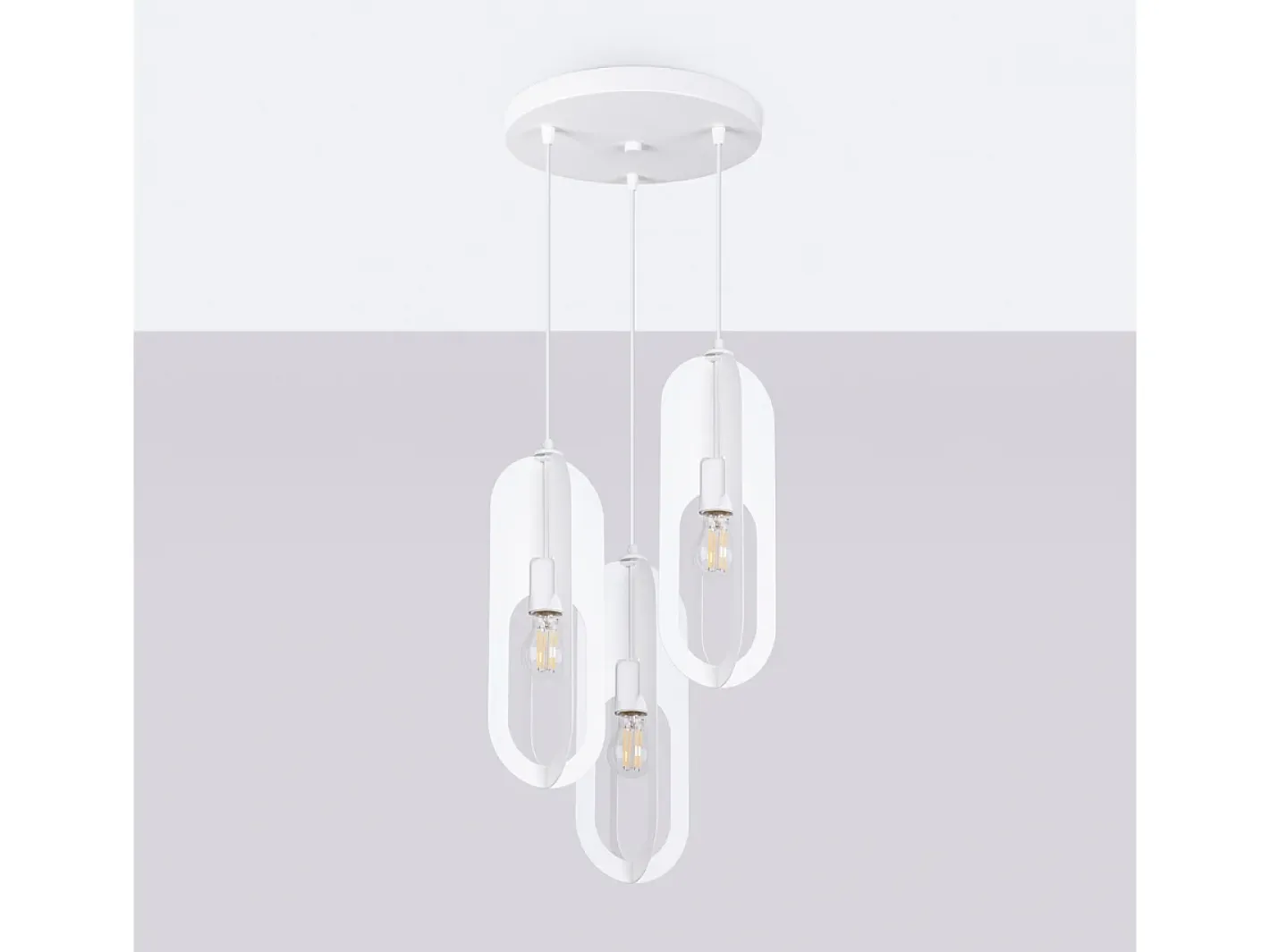 Sollux Lighting Lámparas Colgantes Nicus Moderno De Acero - 3 Fuentes Luminosas - L.43 X A.130 Cm - Blanco