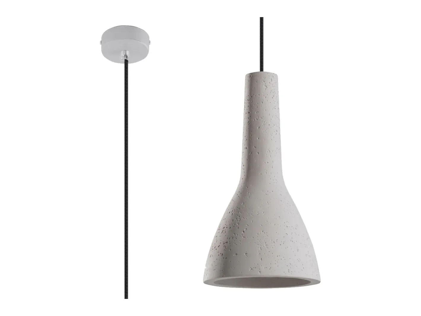 Hot Sollux Lighting Lámparas colgantes Opilme industrial de concreto - 1 fuentes luminosas 3000K - L.17 x A.132 cm - Gris